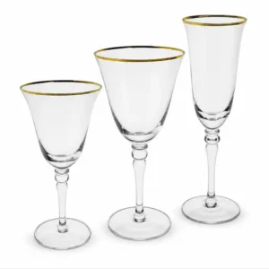 Gold Rim Glassware Set Hire