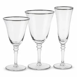 Silver Rim Glassware Set Hire