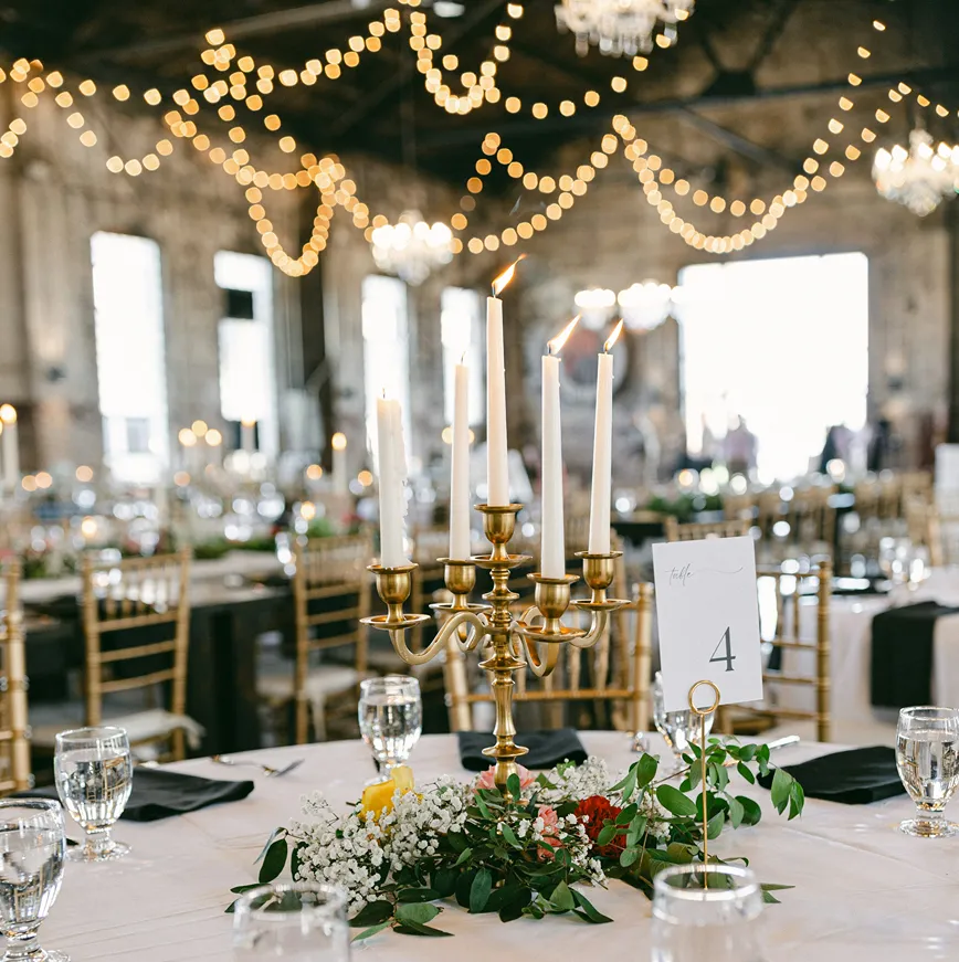 10 Affordable Wedding Reception Ideas That Actually Look the Part 6 Hired chiavari chairs and round banquet tables at a wedding reception